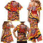 Custom NAIDOC Week 2024 Sunnies Family Matching Mermaid Dress and Hawaiian Shirt Aboriginal Animals Keep The Fire Burning