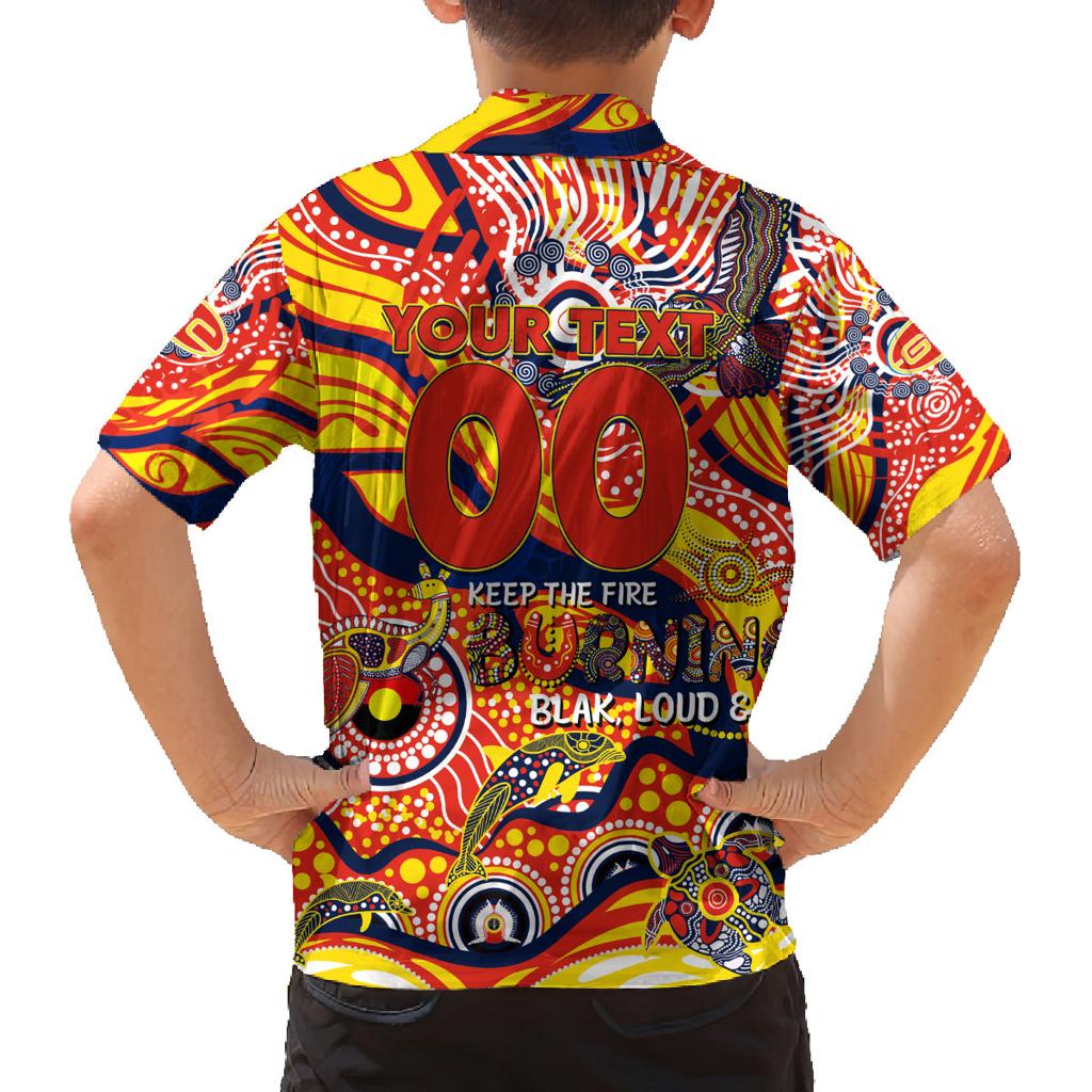 Custom NAIDOC Week 2024 Sunnies Family Matching Off Shoulder Short Dress and Hawaiian Shirt Aboriginal Animals Keep The Fire Burning