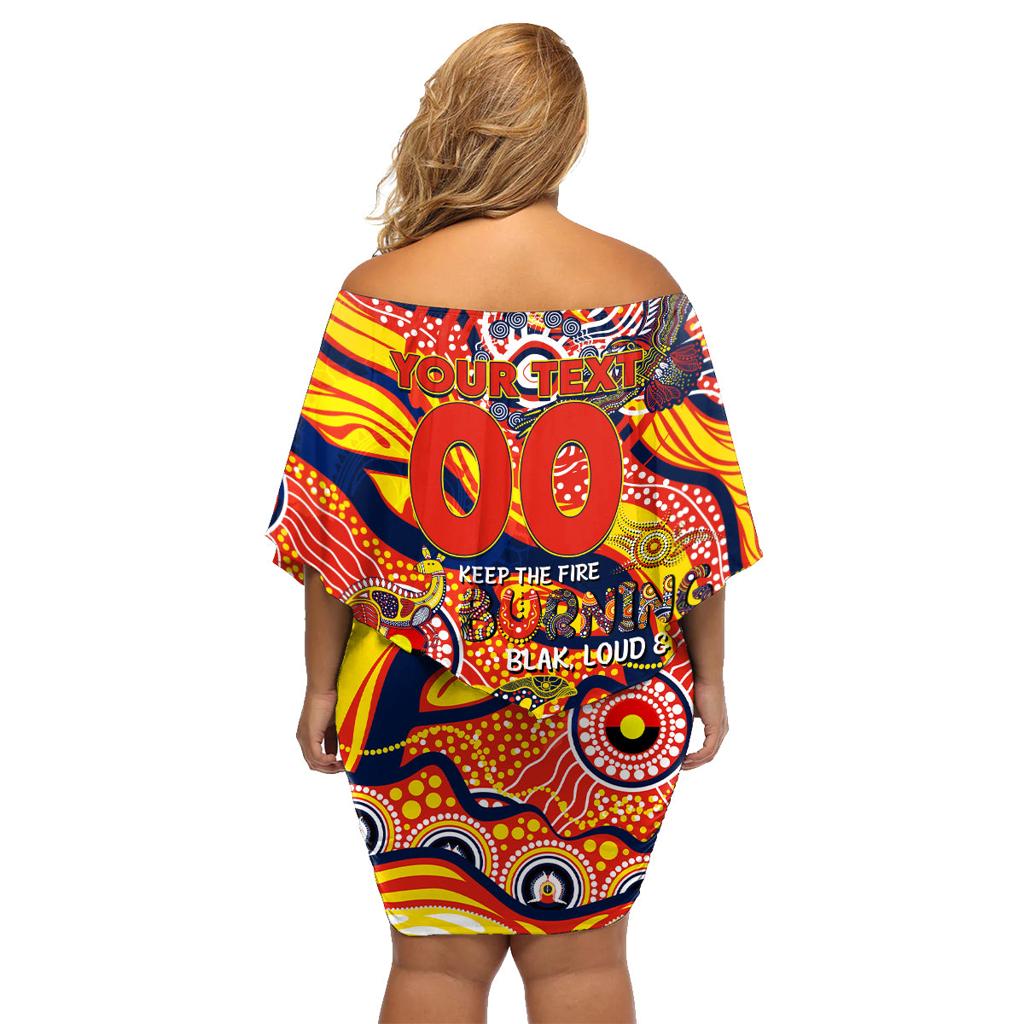 Custom NAIDOC Week 2024 Sunnies Family Matching Off Shoulder Short Dress and Hawaiian Shirt Aboriginal Animals Keep The Fire Burning