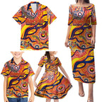 Custom NAIDOC Week 2024 Sunnies Family Matching Puletasi and Hawaiian Shirt Aboriginal Animals Keep The Fire Burning