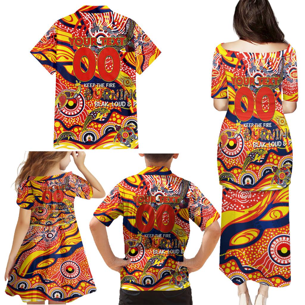Custom NAIDOC Week 2024 Sunnies Family Matching Puletasi and Hawaiian Shirt Aboriginal Animals Keep The Fire Burning