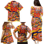 Custom NAIDOC Week 2024 Sunnies Family Matching Puletasi and Hawaiian Shirt Aboriginal Animals Keep The Fire Burning