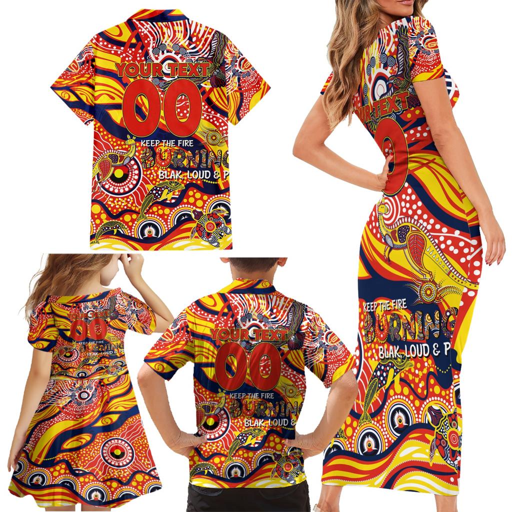 Custom NAIDOC Week 2024 Sunnies Family Matching Short Sleeve Bodycon Dress and Hawaiian Shirt Aboriginal Animals Keep The Fire Burning