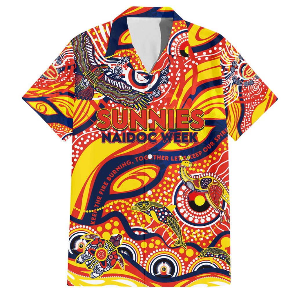 Custom NAIDOC Week 2024 Sunnies Family Matching Short Sleeve Bodycon Dress and Hawaiian Shirt Aboriginal Animals Keep The Fire Burning