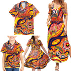 Custom NAIDOC Week 2024 Sunnies Family Matching Summer Maxi Dress and Hawaiian Shirt Aboriginal Animals Keep The Fire Burning