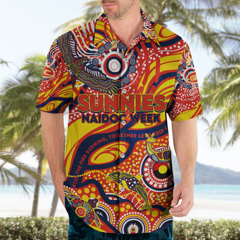 Custom NAIDOC Week 2024 Sunnies Hawaiian Shirt Aboriginal Animals Keep The Fire Burning