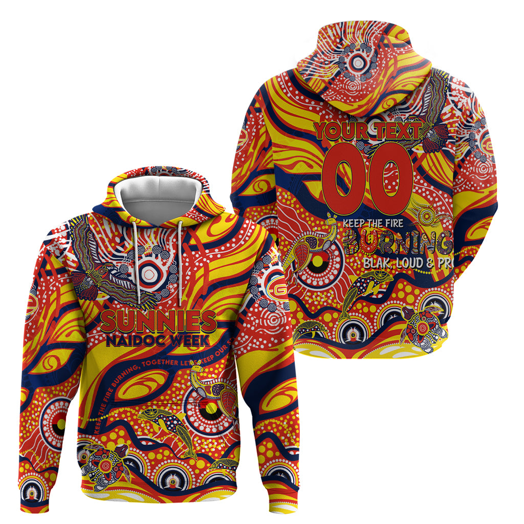 Custom NAIDOC Week 2024 Sunnies Hoodie Aboriginal Animals Keep The Fire Burning
