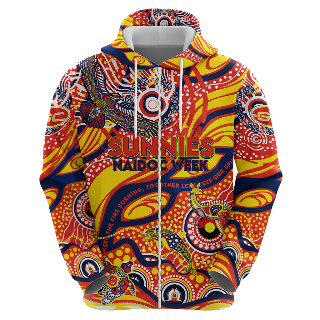 Custom NAIDOC Week 2024 Sunnies Hoodie Aboriginal Animals Keep The Fire Burning