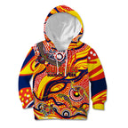 Custom NAIDOC Week 2024 Sunnies Kid Hoodie Aboriginal Animals Keep The Fire Burning