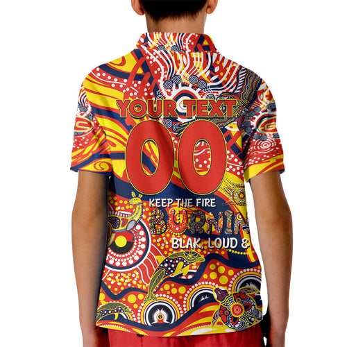 Custom NAIDOC Week 2024 Sunnies Kid Polo Shirt Aboriginal Animals Keep The Fire Burning