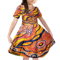 Custom NAIDOC Week 2024 Sunnies Kid Short Sleeve Dress Aboriginal Animals Keep The Fire Burning