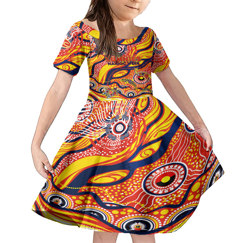 Custom NAIDOC Week 2024 Sunnies Kid Short Sleeve Dress Aboriginal Animals Keep The Fire Burning