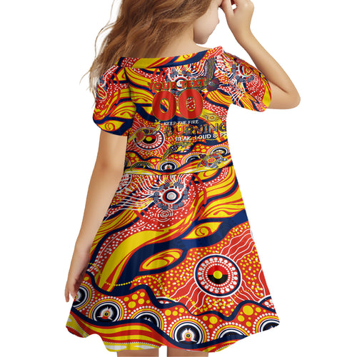 Custom NAIDOC Week 2024 Sunnies Kid Short Sleeve Dress Aboriginal Animals Keep The Fire Burning