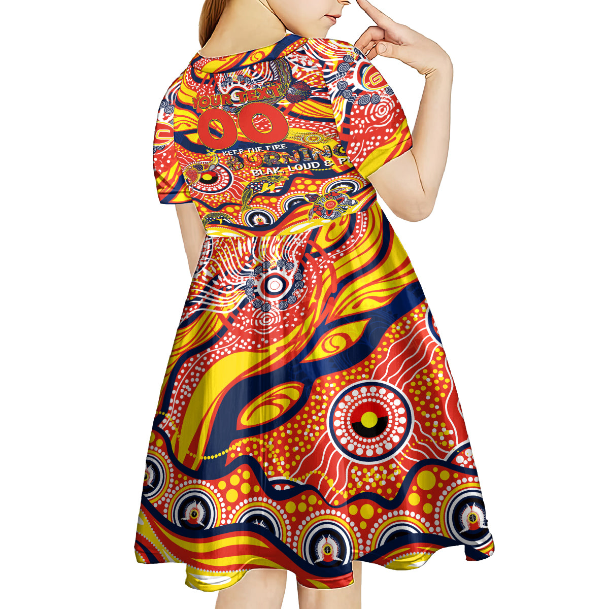 Custom NAIDOC Week 2024 Sunnies Kid Short Sleeve Dress Aboriginal Animals Keep The Fire Burning