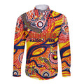 Custom NAIDOC Week 2024 Sunnies Long Sleeve Button Shirt Aboriginal Animals Keep The Fire Burning