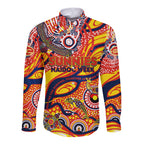 Custom NAIDOC Week 2024 Sunnies Long Sleeve Button Shirt Aboriginal Animals Keep The Fire Burning