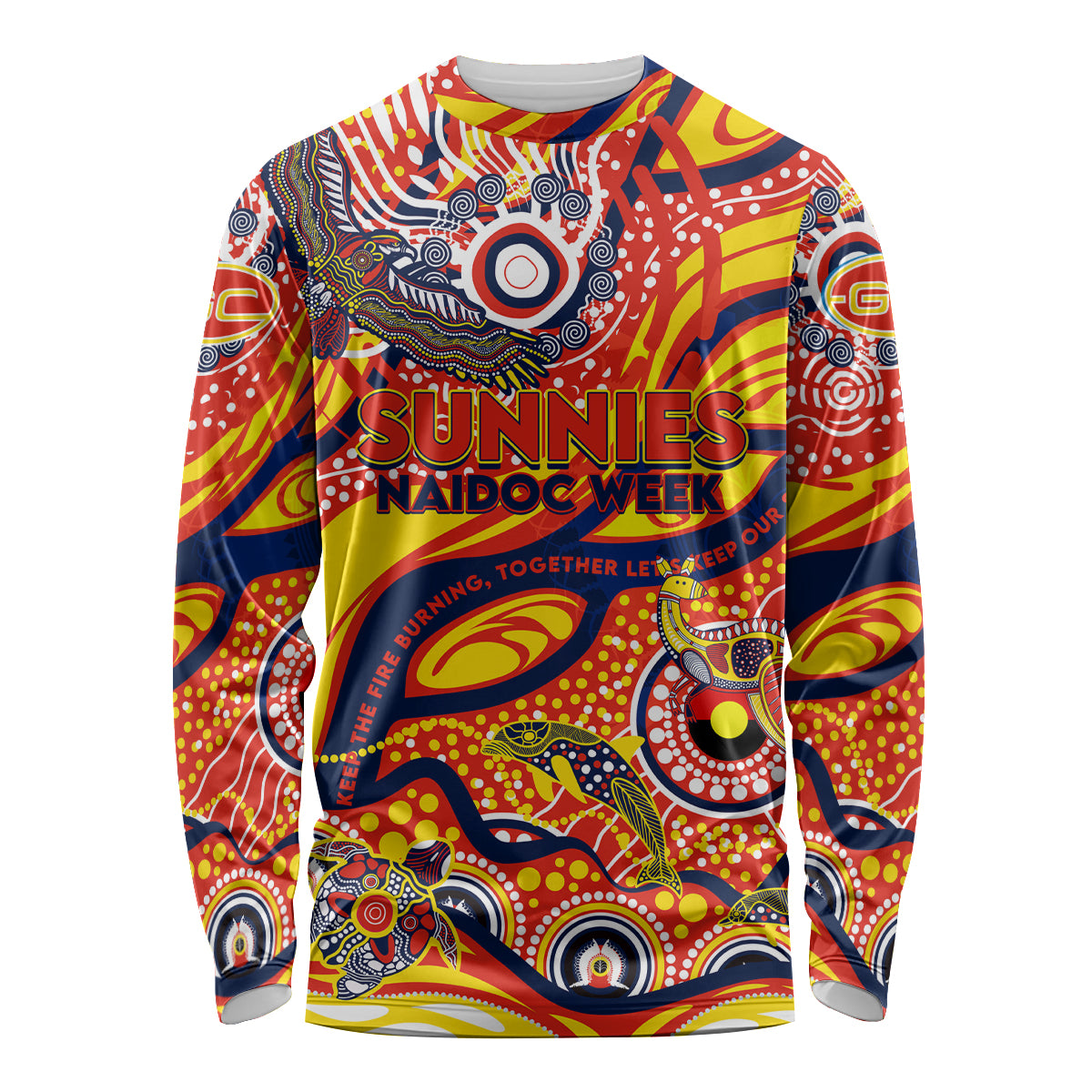Custom NAIDOC Week 2024 Sunnies Long Sleeve Shirt Aboriginal Animals Keep The Fire Burning