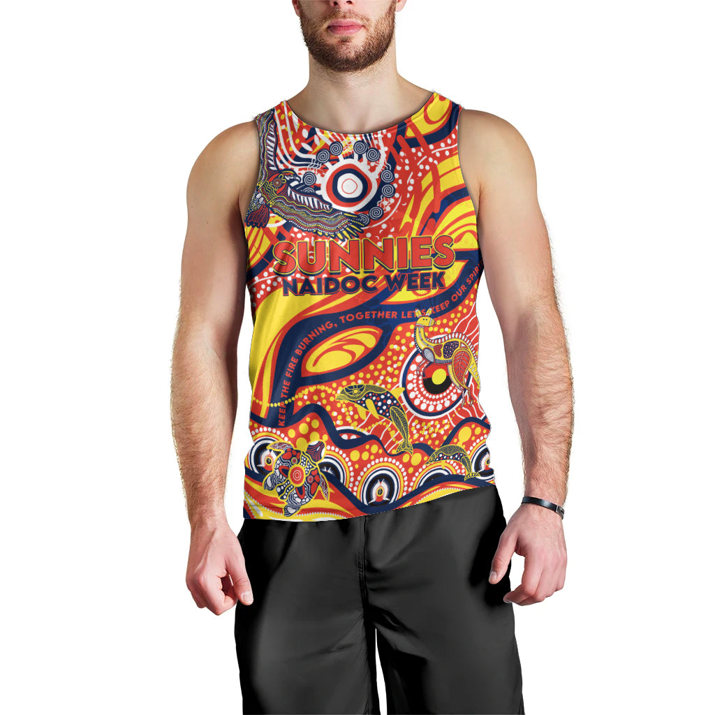 Custom NAIDOC Week 2024 Sunnies Men Tank Top Aboriginal Animals Keep The Fire Burning