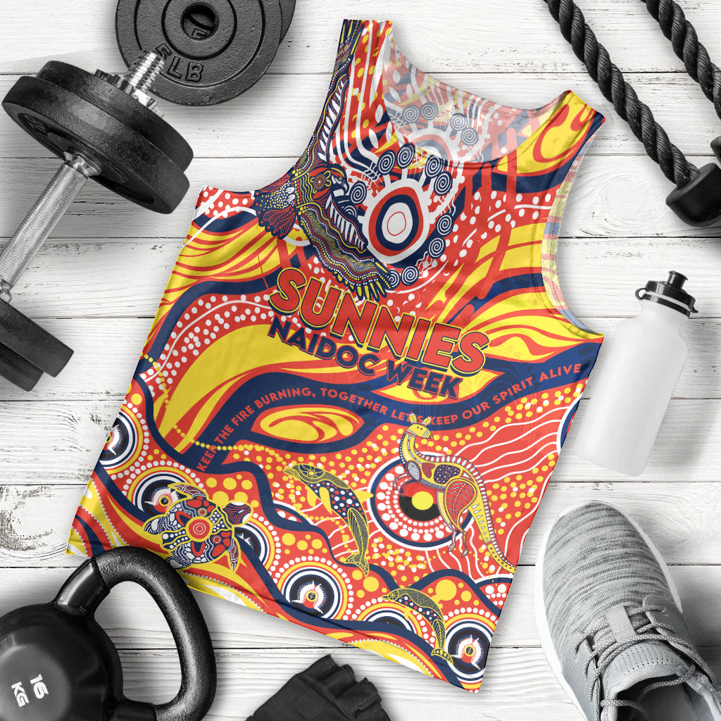 Custom NAIDOC Week 2024 Sunnies Men Tank Top Aboriginal Animals Keep The Fire Burning