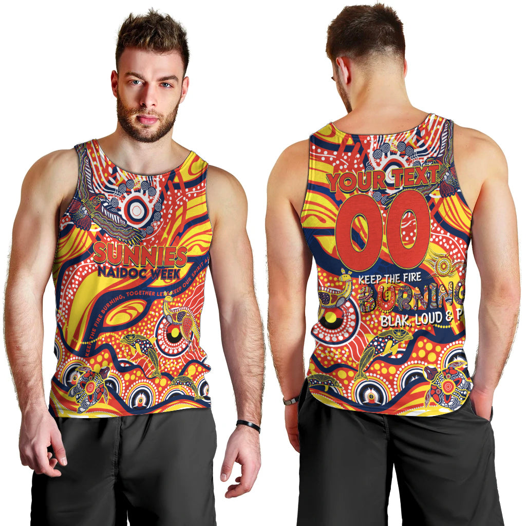 Custom NAIDOC Week 2024 Sunnies Men Tank Top Aboriginal Animals Keep The Fire Burning