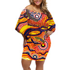 Custom NAIDOC Week 2024 Sunnies Off Shoulder Short Dress Aboriginal Animals Keep The Fire Burning