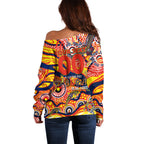 Custom NAIDOC Week 2024 Sunnies Off Shoulder Sweater Aboriginal Animals Keep The Fire Burning