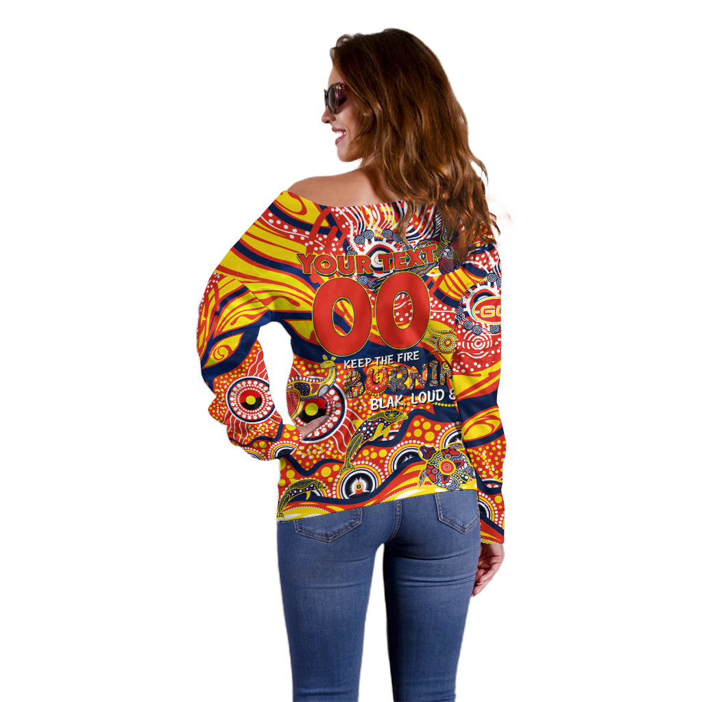 Custom NAIDOC Week 2024 Sunnies Off Shoulder Sweater Aboriginal Animals Keep The Fire Burning