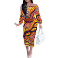 Custom NAIDOC Week 2024 Sunnies Off The Shoulder Long Sleeve Dress Aboriginal Animals Keep The Fire Burning