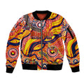 Custom NAIDOC Week 2024 Sunnies Sleeve Zip Bomber Jacket Aboriginal Animals Keep The Fire Burning