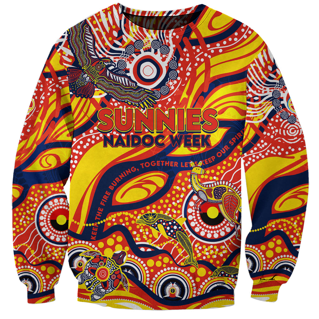 Custom NAIDOC Week 2024 Sunnies Sweatshirt Aboriginal Animals Keep The Fire Burning