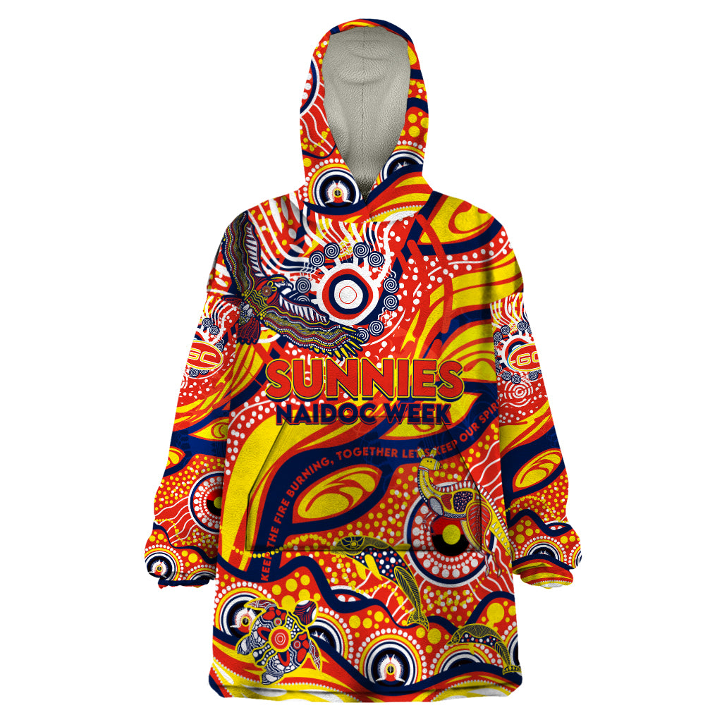 Custom NAIDOC Week 2024 Sunnies Wearable Blanket Hoodie Aboriginal Animals Keep The Fire Burning