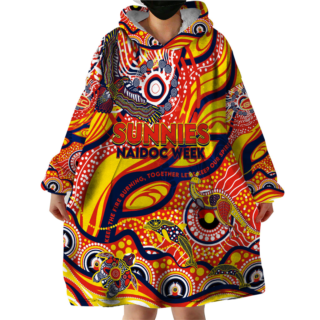 Custom NAIDOC Week 2024 Sunnies Wearable Blanket Hoodie Aboriginal Animals Keep The Fire Burning