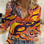 Custom NAIDOC Week 2024 Sunnies Women Casual Shirt Aboriginal Animals Keep The Fire Burning