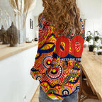 Custom NAIDOC Week 2024 Sunnies Women Casual Shirt Aboriginal Animals Keep The Fire Burning