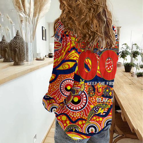 Custom NAIDOC Week 2024 Sunnies Women Casual Shirt Aboriginal Animals Keep The Fire Burning