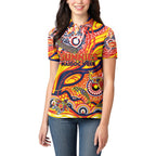 Custom NAIDOC Week 2024 Sunnies Women Polo Shirt Aboriginal Animals Keep The Fire Burning