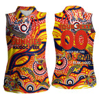 Custom NAIDOC Week 2024 Sunnies Women Sleeveless Polo Shirt Aboriginal Animals Keep The Fire Burning
