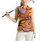 Custom NAIDOC Week 2024 Sunnies Women Sleeveless Polo Shirt Aboriginal Animals Keep The Fire Burning