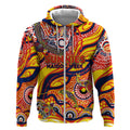 Custom NAIDOC Week 2024 Sunnies Zip Hoodie Aboriginal Animals Keep The Fire Burning