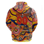 Custom NAIDOC Week 2024 Sunnies Zip Hoodie Aboriginal Animals Keep The Fire Burning