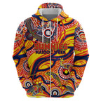 Custom NAIDOC Week 2024 Sunnies Zip Hoodie Aboriginal Animals Keep The Fire Burning
