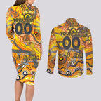 Custom NAIDOC Week 2024 Giants Couples Matching Long Sleeve Bodycon Dress and Long Sleeve Button Shirt Aboriginal Animals Keep The Fire Burning