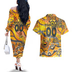Custom NAIDOC Week 2024 Giants Couples Matching Off The Shoulder Long Sleeve Dress and Hawaiian Shirt Aboriginal Animals Keep The Fire Burning