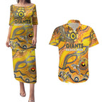 Custom NAIDOC Week 2024 Giants Couples Matching Puletasi and Hawaiian Shirt Aboriginal Animals Keep The Fire Burning