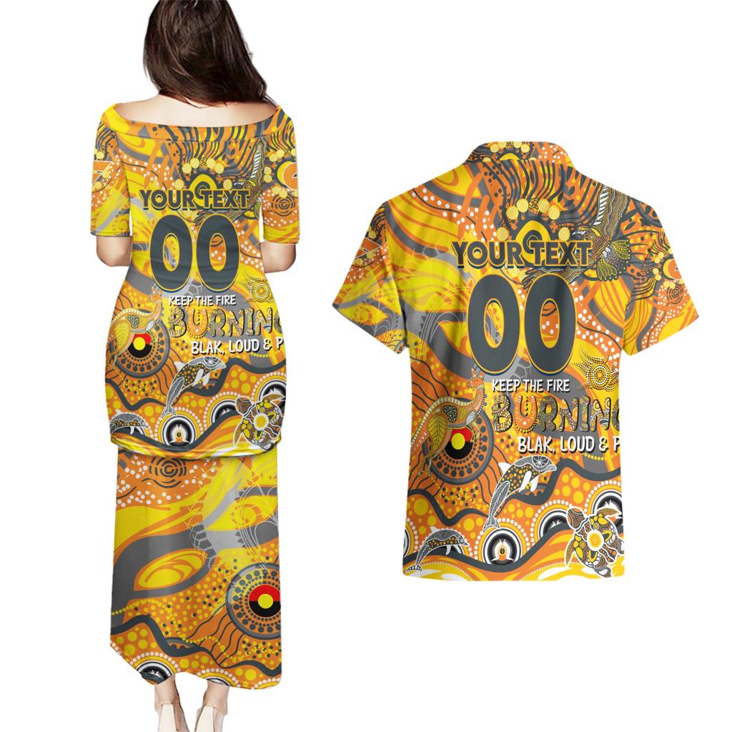 Custom NAIDOC Week 2024 Giants Couples Matching Puletasi and Hawaiian Shirt Aboriginal Animals Keep The Fire Burning