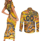 Custom NAIDOC Week 2024 Giants Couples Matching Short Sleeve Bodycon Dress and Long Sleeve Button Shirt Aboriginal Animals Keep The Fire Burning
