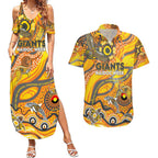 Custom NAIDOC Week 2024 Giants Couples Matching Summer Maxi Dress and Hawaiian Shirt Aboriginal Animals Keep The Fire Burning