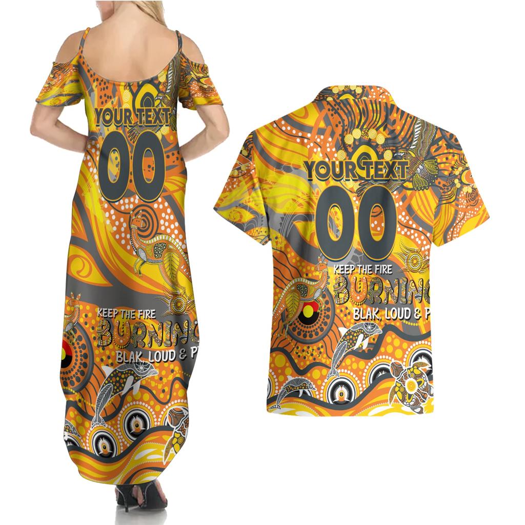 Custom NAIDOC Week 2024 Giants Couples Matching Summer Maxi Dress and Hawaiian Shirt Aboriginal Animals Keep The Fire Burning