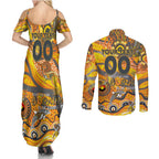 Custom NAIDOC Week 2024 Giants Couples Matching Summer Maxi Dress and Long Sleeve Button Shirt Aboriginal Animals Keep The Fire Burning