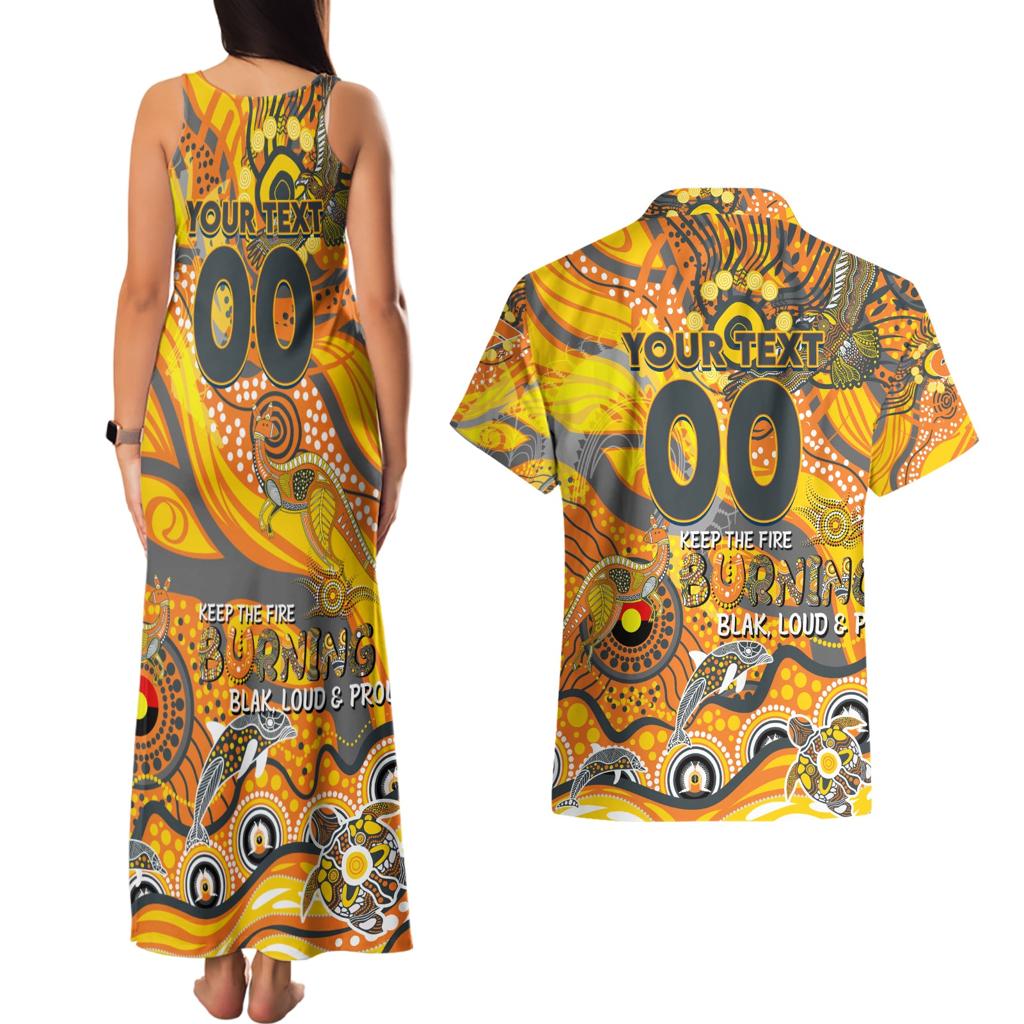 Custom NAIDOC Week 2024 Giants Couples Matching Tank Maxi Dress and Hawaiian Shirt Aboriginal Animals Keep The Fire Burning